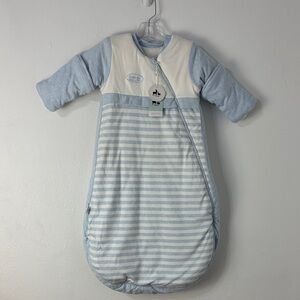 OuYun Blue Baby Organic Sleeping Bag Detachable Sleeve Wearable Blanket NWT 0-6M